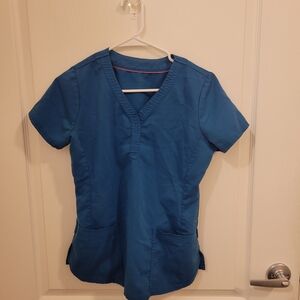 Women's Blue V-Neck Scrub Top